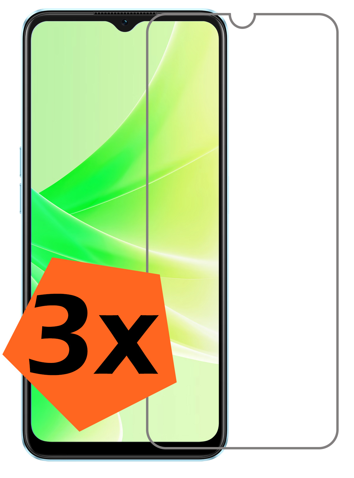 Nomfy Screenprotector Geschikt voor OPPO A57 Screenprotector Bescherm Glas Tempered Glass - Screenprotector Geschikt voor OPPO A57 Screen Protector - 3 PACK