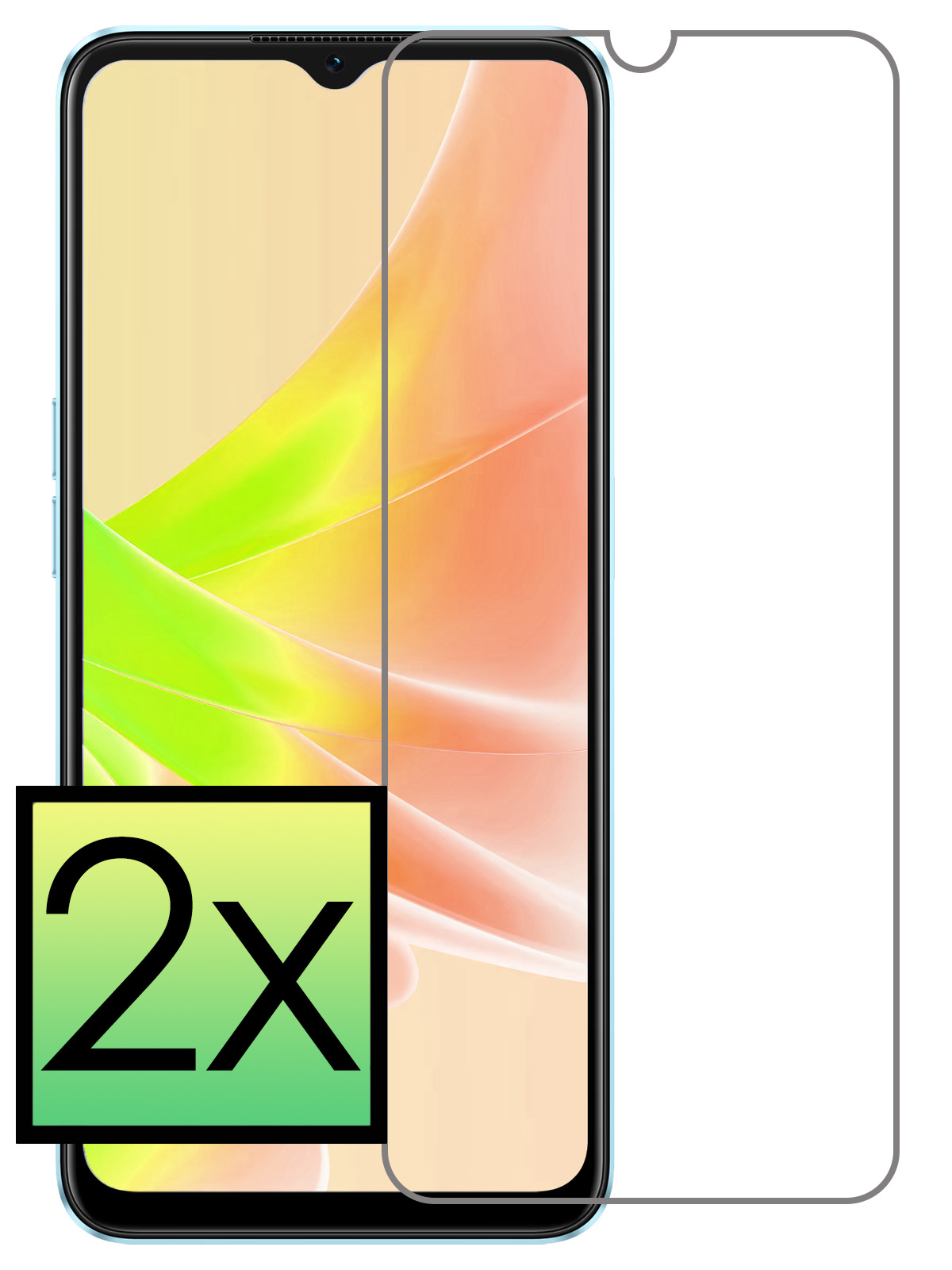 NoXx Screenprotector Geschikt voor OPPO A57 Screenprotector Tempered Glass Gehard Glas Beschermglas - 2x