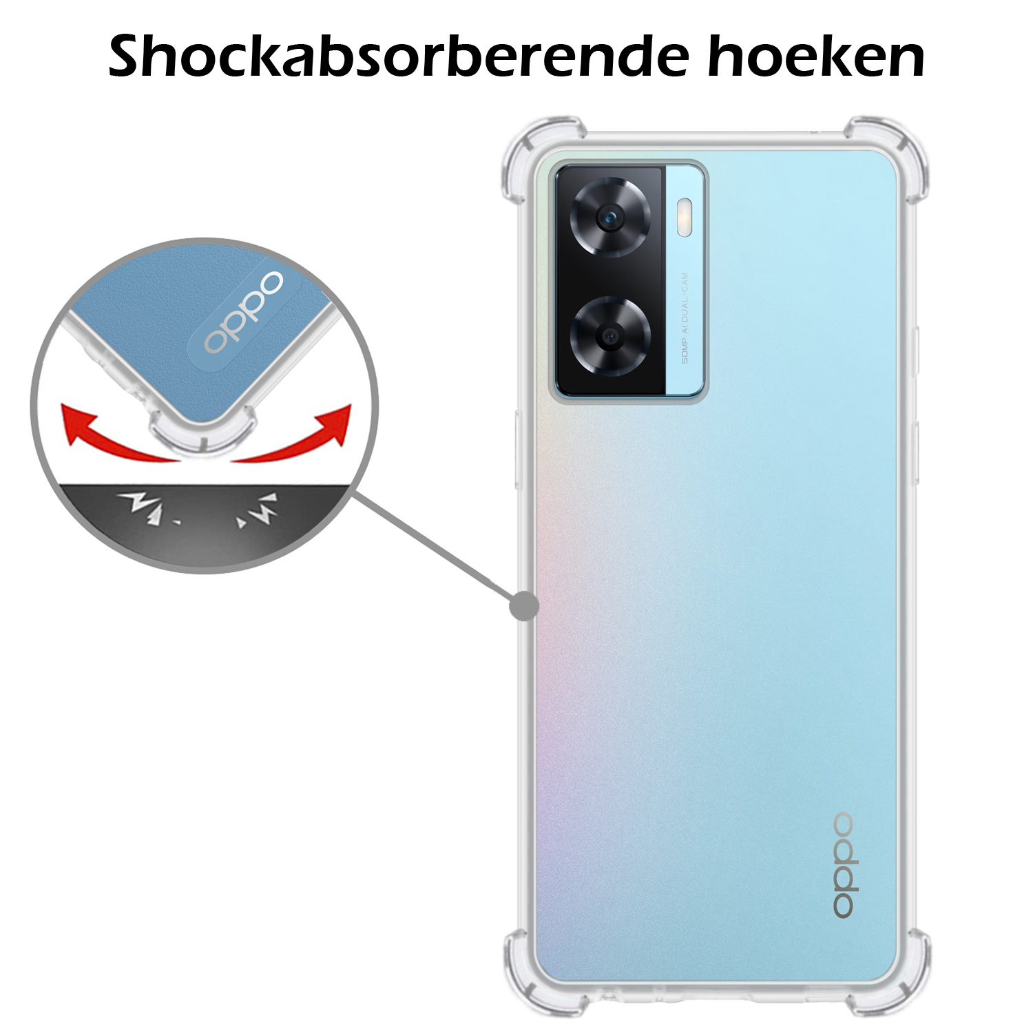 Nomfy Hoesje Geschikt voor OPPO A57 Hoesje Shock Proof Cover Case Shockproof - Hoes Geschikt voor OPPO A57 Hoes Siliconen Back Case - Transparant