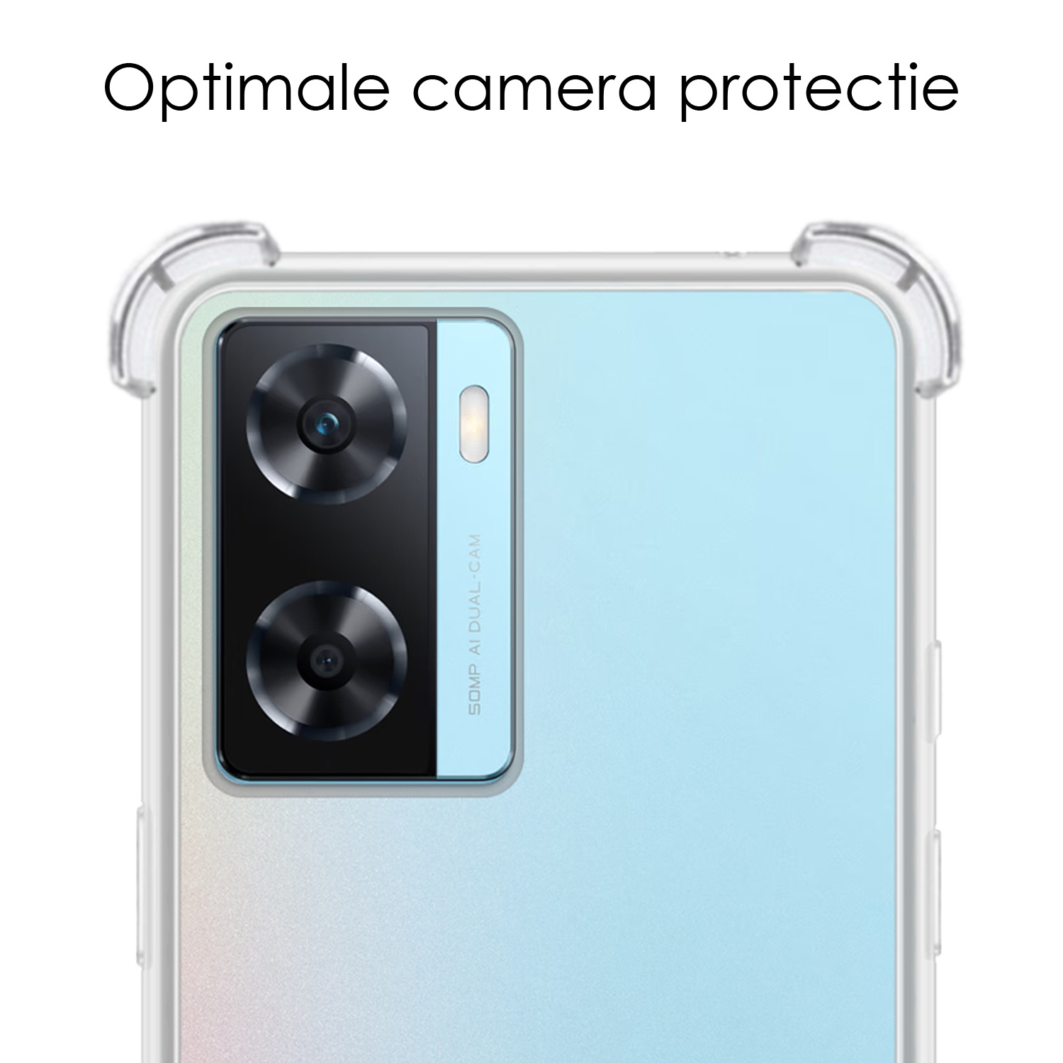 NoXx Hoes Geschikt voor OPPO A57 Hoesje Siliconen Cover Shock Proof Back Case Shockproof Hoes - Transparant