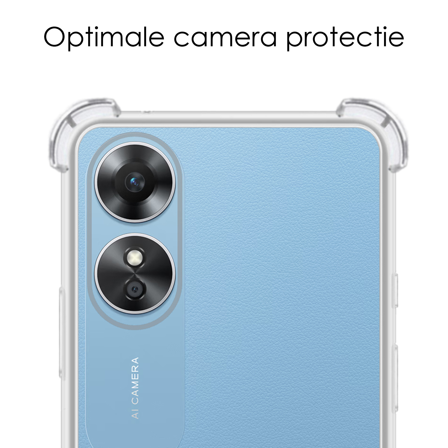 NoXx Hoes Geschikt voor OPPO A17 Hoesje Siliconen Cover Shock Proof Back Case Shockproof Hoes Met 2x Screenprotector - Transparant