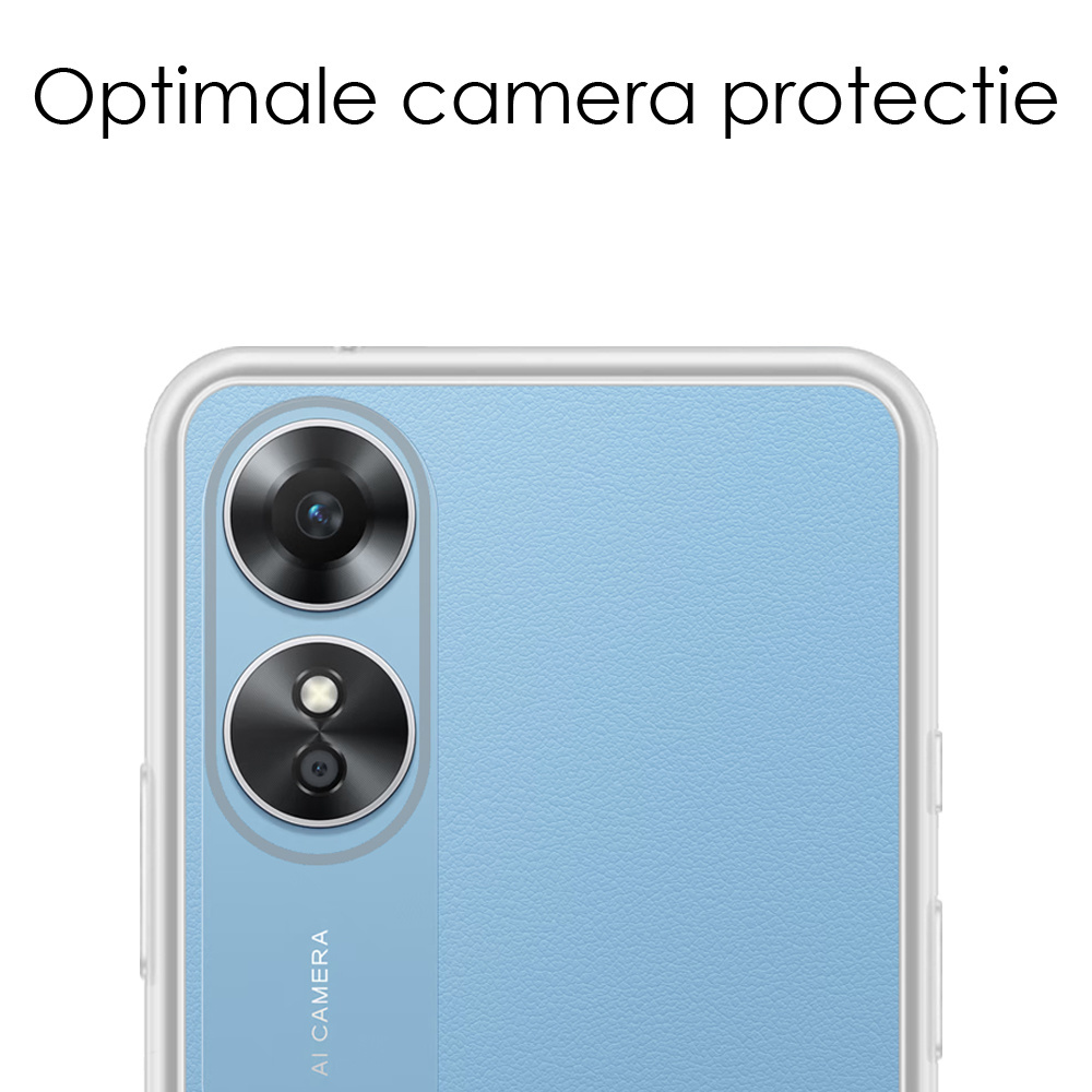 NoXx Hoes Geschikt voor OPPO A17 Hoesje Cover Siliconen Back Case Hoes Met Screenprotector - Transparant