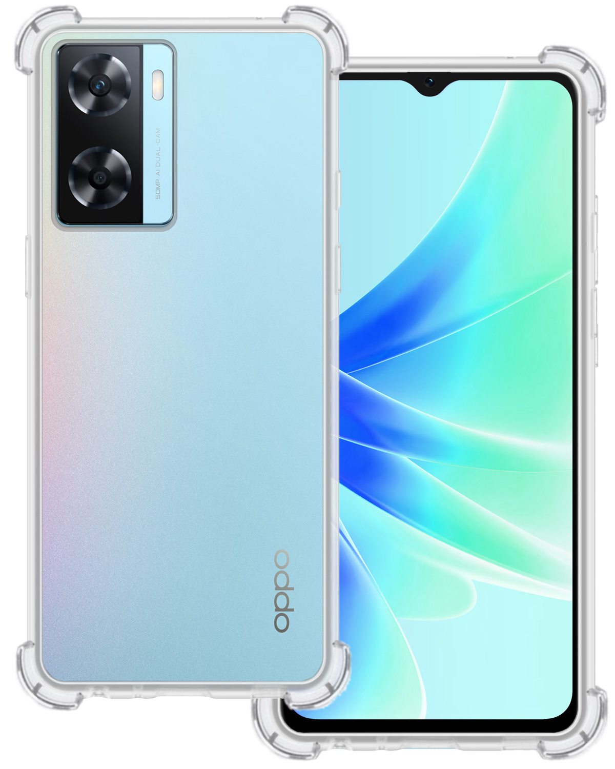 BASEY. Hoes Geschikt voor OPPO A57s Hoesje Shock Proof Case Hoes Siliconen - Hoesje Geschikt voor OPPO A57s Hoes Cover Shockproof - Transparant