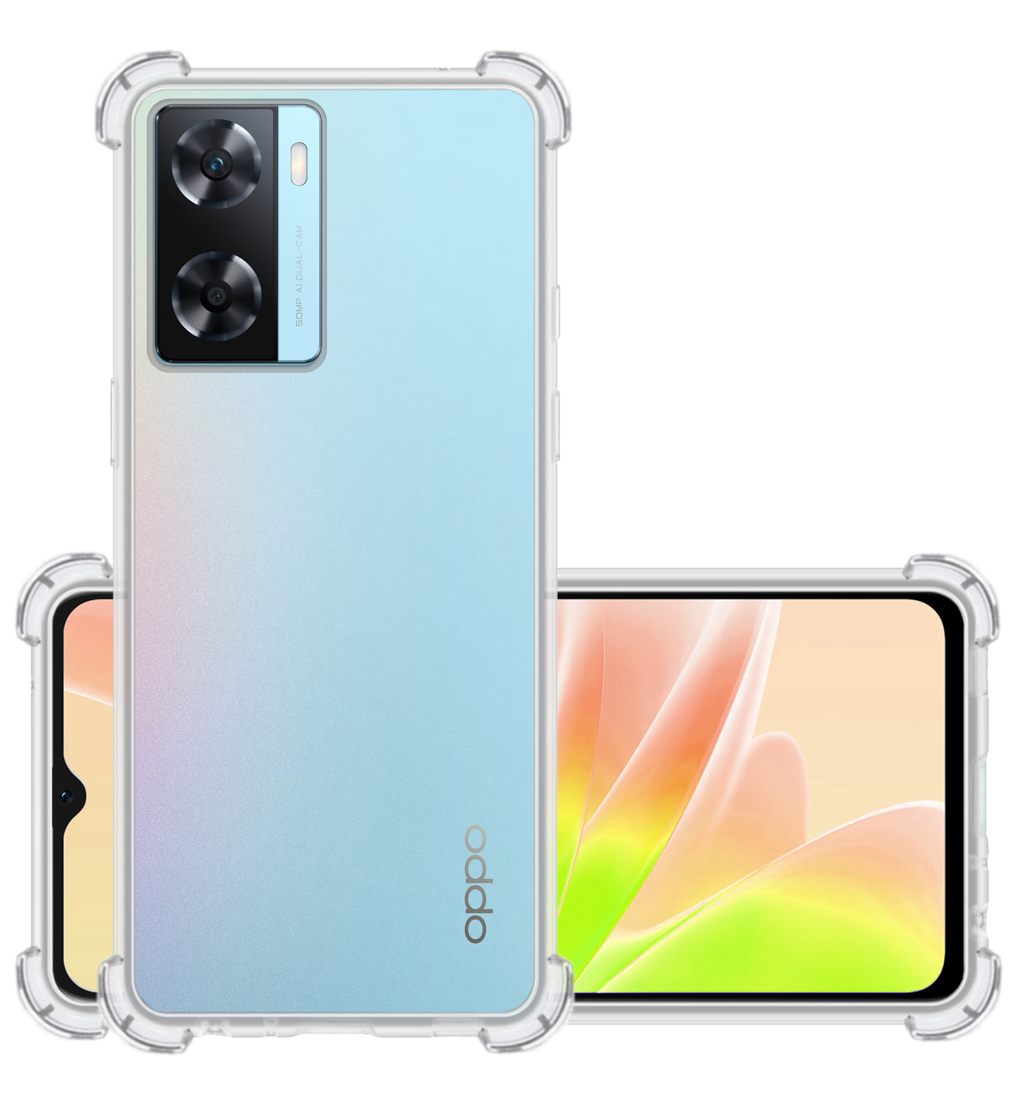 NoXx Hoes Geschikt voor OPPO A57s Hoesje Siliconen Cover Shock Proof Back Case Shockproof Hoes - Transparant