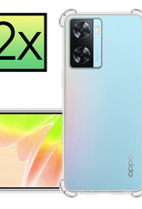 NoXx Hoes Geschikt voor OPPO A57s Hoesje Siliconen Cover Shock Proof Back Case Shockproof Hoes - Transparant - 2x