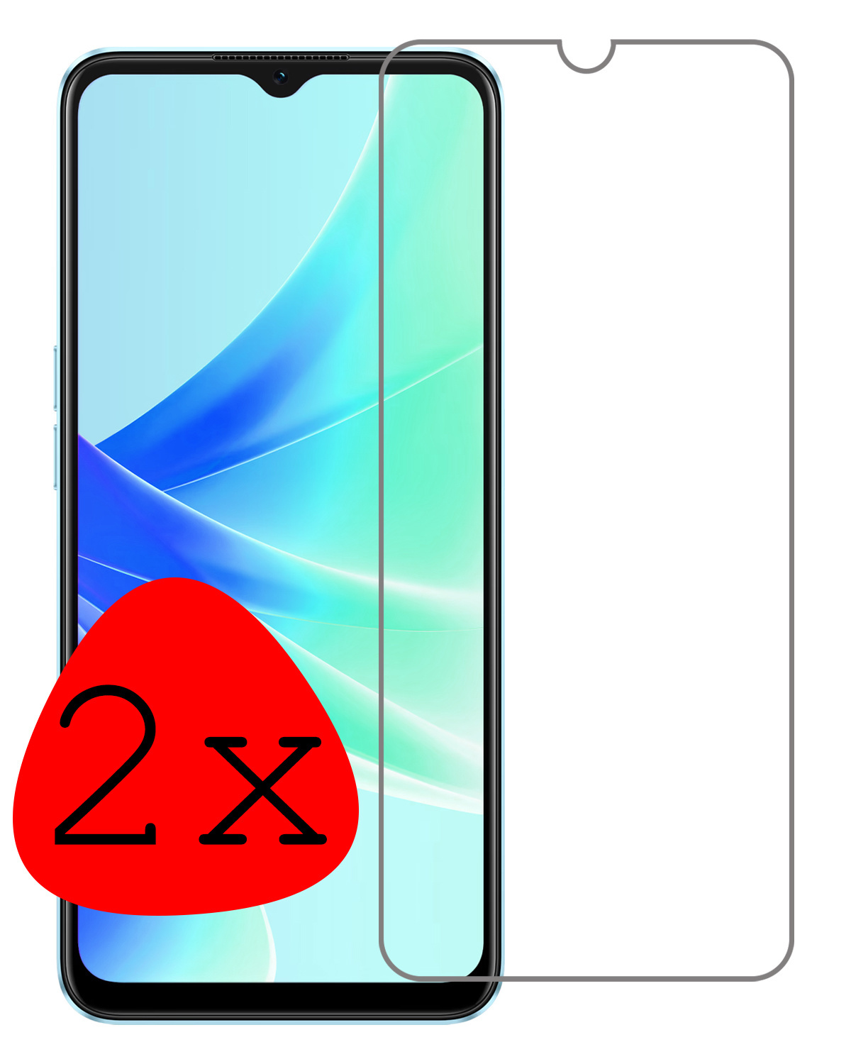 BASEY. Screenprotector Geschikt voor OPPO A57s Screenprotector Tempered Glass - Screenprotector Geschikt voor OPPO A57s Beschermglas Screen Protector Glas - 2 Stuks