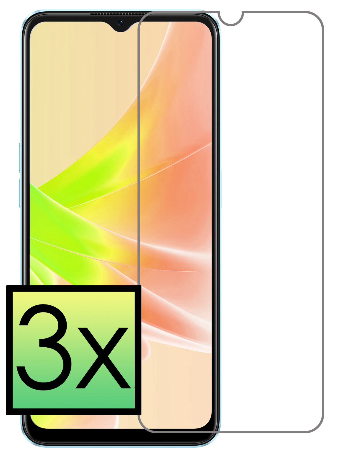 NoXx Screenprotector Geschikt voor OPPO A57s Screenprotector Tempered Glass Gehard Glas Beschermglas - 3x
