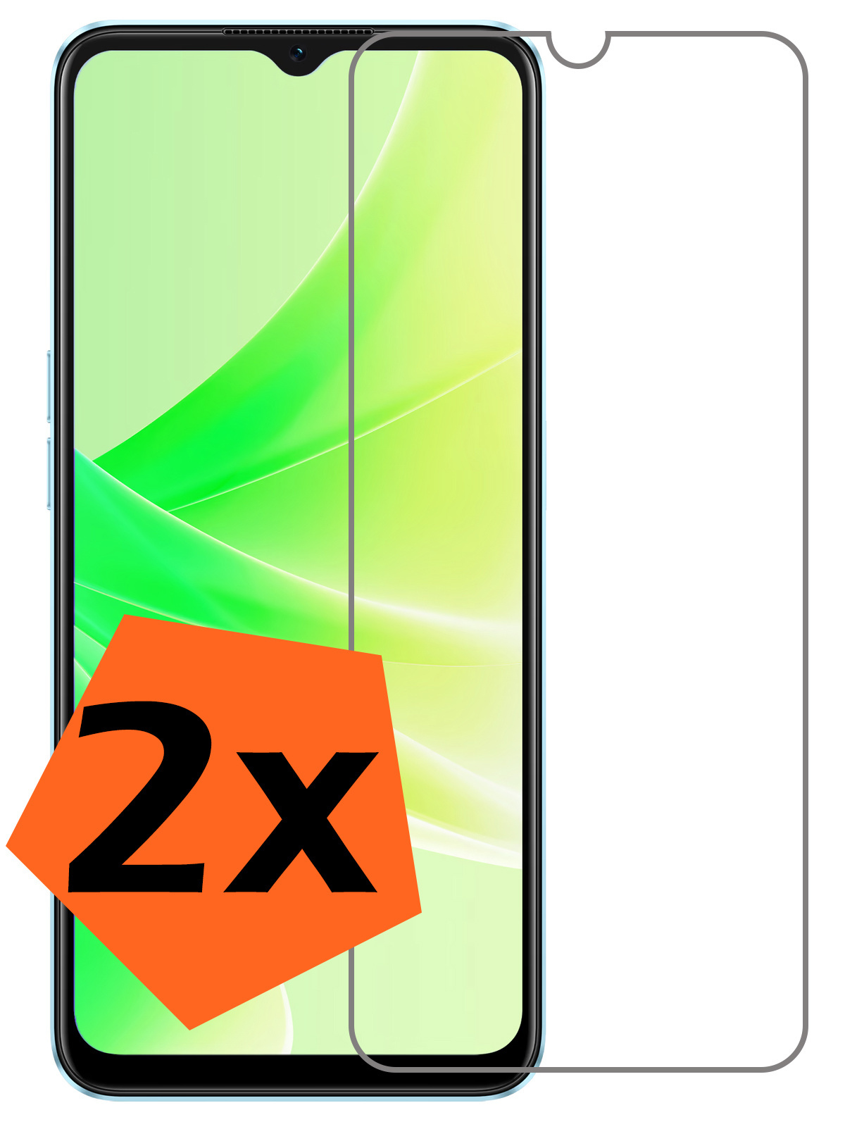 OPPO A57s Screenprotector Bescherm Glas Tempered Glass - OPPO A57s Screen Protector - 2x