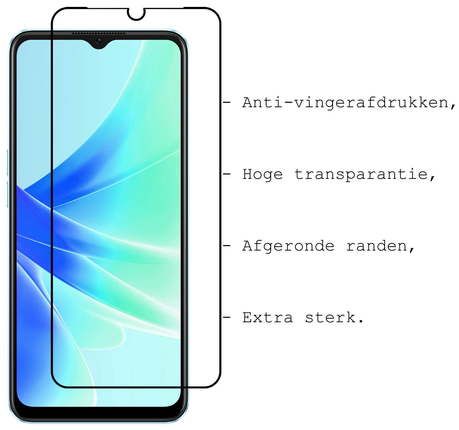 BASEY. Screenprotector Geschikt voor OPPO A57s Screenprotector Beschermglas Full Cover - Screenprotector Geschikt voor OPPO A57s Screen Protector Full Cover