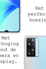 BASEY. Hoes Geschikt voor OPPO A57s Hoesje Siliconen Back Cover Case Met 2x Screenprotector - Hoesje Geschikt voor OPPO A57s Hoes Cover Hoesje - Transparant