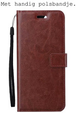 BASEY. Hoes Geschikt voor OPPO A17 Hoesje Bookcase Hoes Flip Case Book Cover Met Screenprotector - Hoesje Geschikt voor OPPO A17 Hoes Book Case Hoesje - Bruin