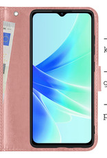 BASEY. Hoes Geschikt voor OPPO A17 Hoesje Bookcase Hoes Flip Case Book Cover Met Screenprotector - Hoesje Geschikt voor OPPO A17 Hoes Book Case Hoesje - Rosé goud
