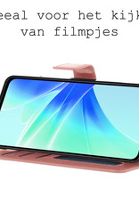 BASEY. Hoes Geschikt voor OPPO A17 Hoesje Bookcase Hoes Flip Case Book Cover Met Screenprotector - Hoesje Geschikt voor OPPO A17 Hoes Book Case Hoesje - Rosé goud