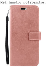 BASEY. Hoes Geschikt voor OPPO A17 Hoesje Bookcase Hoes Flip Case Book Cover Met Screenprotector - Hoesje Geschikt voor OPPO A17 Hoes Book Case Hoesje - Rosé goud
