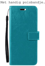 OPPO A17 Hoesje Bookcase Hoes Flip Case Book Cover Met Screenprotector - OPPO A17 Hoes Book Case Hoesje - Turquoise