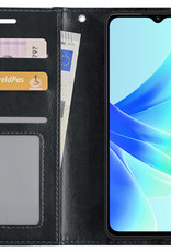 BASEY. Hoes Geschikt voor OPPO A17 Hoesje Bookcase Hoes Flip Case Book Cover Met Screenprotector - Hoesje Geschikt voor OPPO A17 Hoes Book Case Hoesje - Zwart