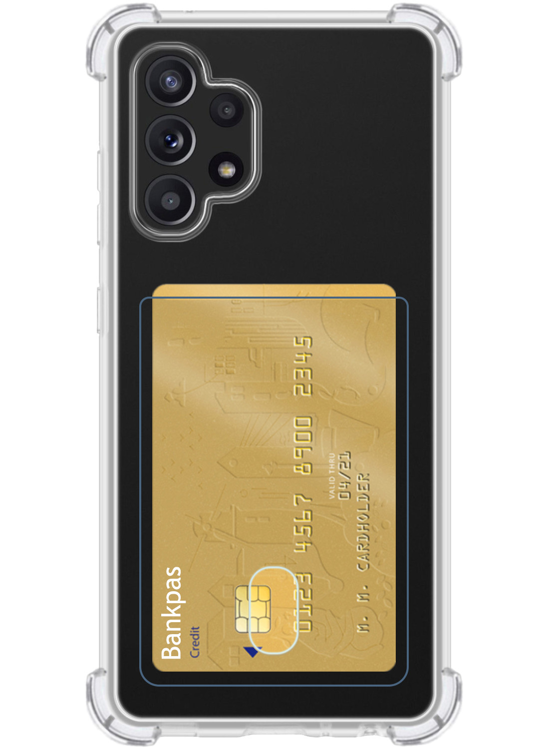 Nomfy Hoesje Geschikt voor Samsung A32 4G Hoesje Pasjeshouder Shockproof Pas Houder - Hoesje Geschikt voor Samsung Galaxy A32 4G Hoes Met Kaarthouder - Transparant - 2 PACK