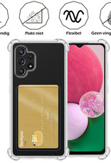 Nomfy Hoesje Geschikt voor Samsung A32 4G Hoesje Pasjeshouder Shockproof Pas Houder - Hoesje Geschikt voor Samsung Galaxy A32 4G Hoes Met Kaarthouder - Transparant - 2 PACK
