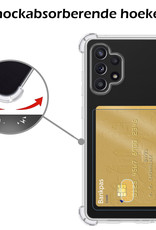 Nomfy Hoesje Geschikt voor Samsung A32 4G Hoesje Pasjeshouder Shockproof Pas Houder - Hoesje Geschikt voor Samsung Galaxy A32 4G Hoes Met Kaarthouder - Transparant