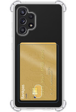 NoXx Hoes Geschikt voor Samsung A32 4G Hoesje Pasjeshouder Cover Shock Proof Case Siliconen Hoes Met Kaarthouder - Transparant - 2x