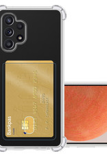 NoXx Hoes Geschikt voor Samsung A32 4G Hoesje Pasjeshouder Cover Shock Proof Case Siliconen Hoes Met Kaarthouder - Transparant