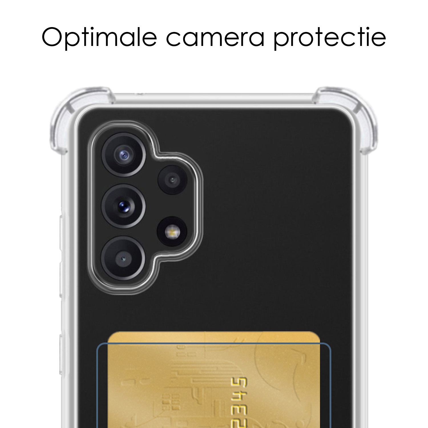 NoXx Hoes Geschikt voor Samsung A32 4G Hoesje Pasjeshouder Cover Shock Proof Case Siliconen Hoes Met Kaarthouder - Transparant