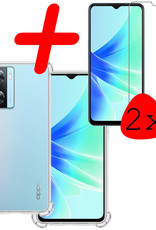 BASEY. Hoes Geschikt voor OPPO A57s Hoesje Shock Proof Case Hoes Siliconen Met 2x Screenprotector - Hoesje Geschikt voor OPPO A57s Hoes Cover Shockproof - Transparant