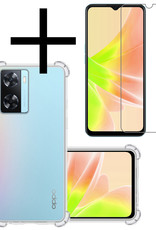 NoXx Hoes Geschikt voor OPPO A57s Hoesje Siliconen Cover Shock Proof Back Case Shockproof Hoes Met Screenprotector - Transparant