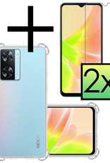 NoXx Hoes Geschikt voor OPPO A57s Hoesje Siliconen Cover Shock Proof Back Case Shockproof Hoes Met 2x Screenprotector - Transparant