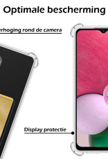 Nomfy Hoesje Geschikt voor Samsung A32 4G Hoesje Pasjeshouder Shockproof Pas Houder Met 2x Screenprotector - Hoesje Geschikt voor Samsung Galaxy A32 4G Hoes Met Kaarthouder - Transparant