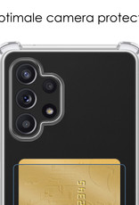 NoXx Hoes Geschikt voor Samsung A32 4G Hoesje Pasjeshouder Cover Shock Proof Case Siliconen Hoes Met Kaarthouder Met 2x Screenprotector - Transparant