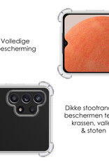 NoXx Hoes Geschikt voor Samsung A32 4G Hoesje Pasjeshouder Cover Shock Proof Case Siliconen Hoes Met Kaarthouder Met 2x Screenprotector - Transparant