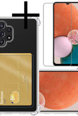 Samsung Galaxy A32 4G Hoesje Transparant Cover Shock Proof Case Hoes Met Kaarthouder Pasjeshouder Met Screenprotector