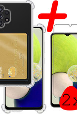 BASEY. Hoes Geschikt voor Samsung A32 4G Hoesje Shock Proof Case Hoes Met 2x Screenprotector - Hoesje Geschikt voor Samsung Galaxy A32 4G Hoes Cover Shockproof - Transparant