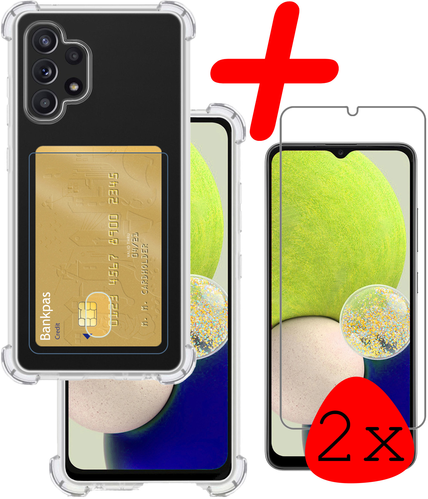 BASEY. Hoes Geschikt voor Samsung A32 4G Hoesje Shock Proof Case Hoes Met 2x Screenprotector - Hoesje Geschikt voor Samsung Galaxy A32 4G Hoes Cover Shockproof - Transparant