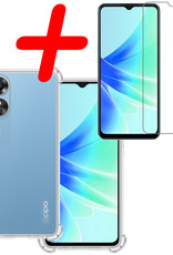 BASEY. Hoes Geschikt voor OPPO A17 Hoesje Shock Proof Case Hoes Siliconen Met Screenprotector - Hoesje Geschikt voor OPPO A17 Hoes Cover Shockproof - Transparant