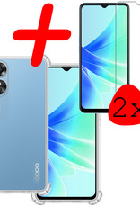 BASEY. Hoes Geschikt voor OPPO A17 Hoesje Shock Proof Case Hoes Siliconen Met 2x Screenprotector - Hoesje Geschikt voor OPPO A17 Hoes Cover Shockproof - Transparant