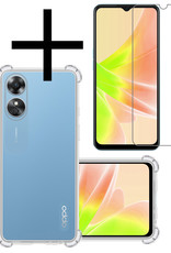 NoXx Hoes Geschikt voor OPPO A17 Hoesje Siliconen Cover Shock Proof Back Case Shockproof Hoes Met Screenprotector - Transparant
