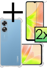 NoXx Hoes Geschikt voor OPPO A17 Hoesje Siliconen Cover Shock Proof Back Case Shockproof Hoes Met 2x Screenprotector - Transparant