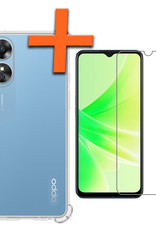 Nomfy Hoesje Geschikt voor OPPO A17 Hoesje Shock Proof Cover Case Shockproof Met Screenprotector - Hoes Geschikt voor OPPO A17 Hoes Siliconen Back Case - Transparant
