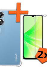 Nomfy Hoesje Geschikt voor OPPO A17 Hoesje Shock Proof Cover Case Shockproof Met 2x Screenprotector - Hoes Geschikt voor OPPO A17 Hoes Siliconen Back Case - Transparant