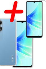 BASEY. Hoes Geschikt voor OPPO A17 Hoesje Siliconen Back Cover Case Met Screenprotector - Hoesje Geschikt voor OPPO A17 Hoes Cover Hoesje - Transparant