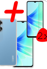 BASEY. Hoes Geschikt voor OPPO A17 Hoesje Siliconen Back Cover Case Met 2x Screenprotector - Hoesje Geschikt voor OPPO A17 Hoes Cover Hoesje - Transparant