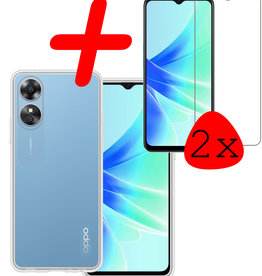 BASEY. OPPO A17 Hoesje Siliconen Met 2x Screenprotector - Transparant