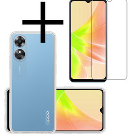 NoXx OPPO A17 Hoesje Siliconen Met Screenprotector - Transparant