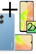 NoXx Hoes Geschikt voor OPPO A17 Hoesje Cover Siliconen Back Case Hoes Met 2x Screenprotector - Transparant