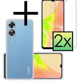 NoXx NoXx OPPO A17 Hoesje Siliconen Met 2x Screenprotector - Transparant