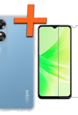 Nomfy Hoesje Geschikt voor OPPO A17 Hoesje Siliconen Cover Case Met Screenprotector - Hoes Geschikt voor OPPO A17 Hoes Back Case - Transparant