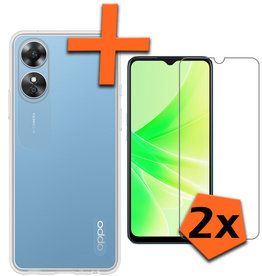 Nomfy OPPO A17 Hoesje Siliconen Met 2x Screenprotector - Transparant