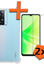 Nomfy Hoesje Geschikt voor OPPO A57 Hoesje Shock Proof Cover Case Shockproof Met 2x Screenprotector - Hoes Geschikt voor OPPO A57 Hoes Siliconen Back Case - Transparant